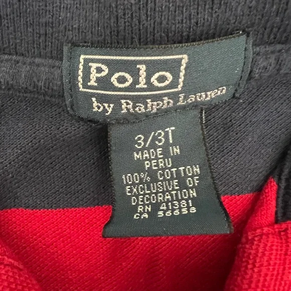 Ralph Lauren Boys Red | Blue Polo Shirt size: 3T - Picture 2 of 3